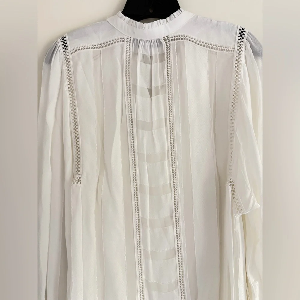 New! Reiss Harriet white ladder trim flippy long sleeve dress 41267